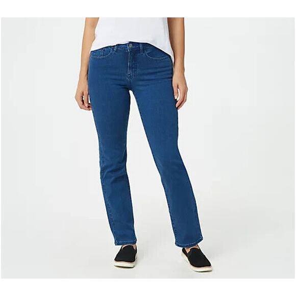 WOMEN WITH CONTROL NEW $60 My Wonder Denim Straight Leg Jean Medium Wash Size 2P - Picture 1 of 4